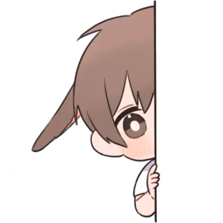 😔 애니메이션, 귀여운, 카와이, 엿보기, 숨어있는 telegram sticker