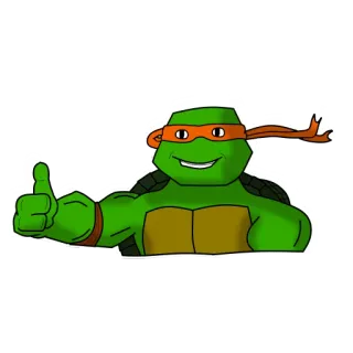 👍 Michelangelo Teenage Mutant Ninja Turtles tmnt, เต่า, นินจา, ไมเคิลแองเจโล, การ์ตูน, ยกนิ้วให้ telegram sticker