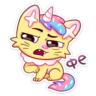 🤢 фе gato, unicórnio, desenho animado, adesivo, fofo, animal, fantasia whatsapp sticker