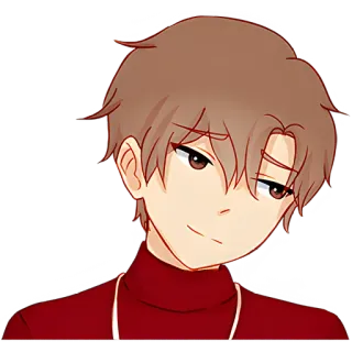 😄 Аниме, Парень, Красный свитер, Самодовольный, Портрет telegram sticker