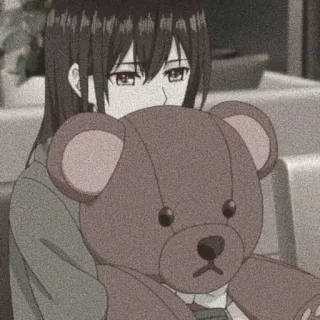 🥯 Anime, Garota, Urso de pelúcia, Triste, Emocional, Desenho animado, Desenho telegram sticker