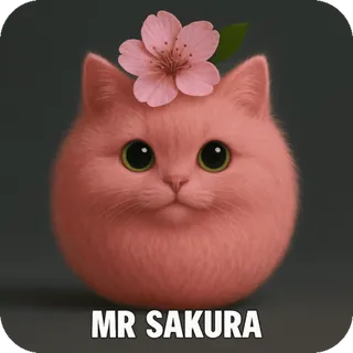 ❤️ MR SAKURA แมว, ซากุระ, ดอกไม้, น่ารัก, สีชมพู, สัตว์, ลูกแมว whatsapp sticker
