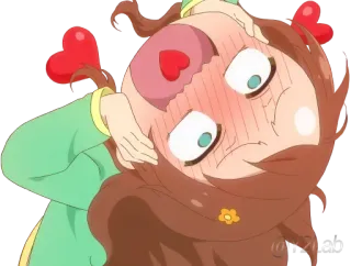 🥵 Anime, Chica, Dibujos animados, Rubor, Corazón, Lindo whatsapp sticker
