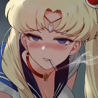 🌕 Sailor Moon Anime, Personnage, Sailor Moon, Fumer, Cigarette, Fan art telegram sticker