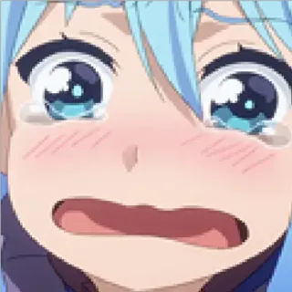 ☹ Aqua Konosuba anime, character, crying, emotional, aqua, konosuba telegram sticker