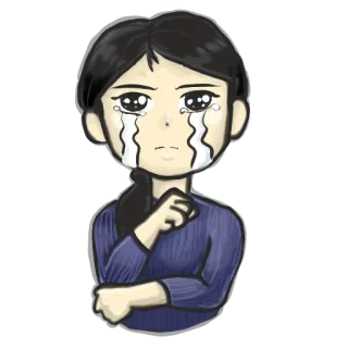 😭 sad, crying, emotion, woman, cartoon, sticker whatsapp sticker