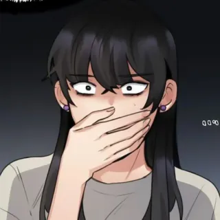 🐈‍⬛ choque, desenho animado, webtoon, mulher, surpresa, medo, ansiedade, cobrindo boca telegram sticker