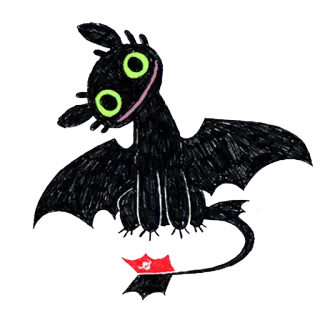 ❓ Toothless How to Train Your Dragon dragón, dragón negro, Chimuelo, dibujos animados, animal, fantasía telegram sticker