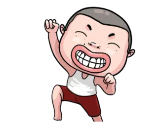 😁 Dibujo animado, Emocionado, Feliz, Personaje, Asiático whatsapp sticker