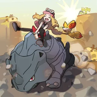 🤟 Serena Pokemon покемон, серена, райхорн, феннекин, аниме, мультфильм whatsapp sticker