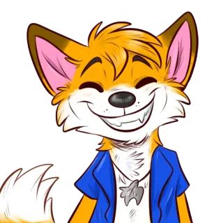 😁 raposa, furry, desenho animado, animal, antropomórfico, sorrindo telegram sticker