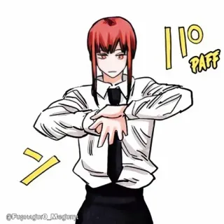 🔮 Makima Chainsaw Man Anime, Makima, Chainsaw Man, Pelo rojo, Personaje telegram sticker