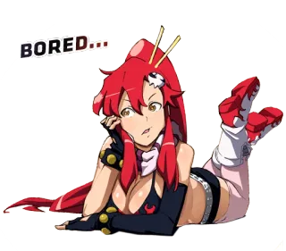 😩 Yoko Littner Gurren Lagann BORED... anime, girl, character, yoko littner, gurren lagann telegram sticker