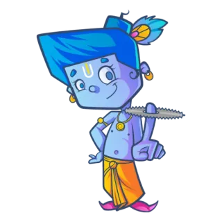 ☝️ Krishna 卡通, 神, 印度, 印度教, 神祇, 长笛 telegram sticker