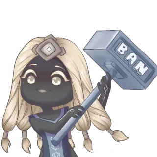 🔨 BAN Dibujo animado, Martillo, Prohibición, Chibi, Personaje telegram sticker
