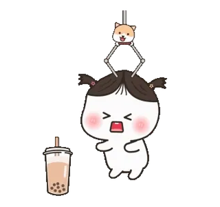 🧋 Kreskówka, Anime, Kawaii, Dziewczyna, Pies, Boba, Bubble tea, Azjatycki telegram sticker