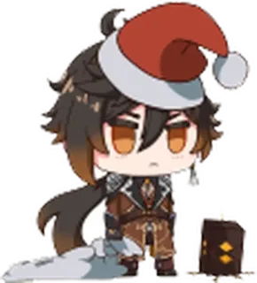 🎅 Zhongli Genshin Impact genshin impact, zhongli, video game character, santa hat, christmas telegram sticker