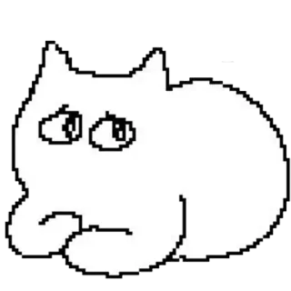 😞 cat, sad, white, cartoon, animal, pet telegram sticker