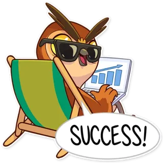 📈 SUCCESS! burung hantu, kacamata hitam, kesuksesan, komputer, grafik, kartun telegram sticker