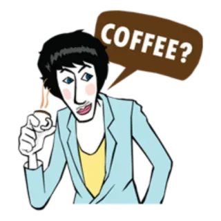 ☕ COFFEE? coffee, beverage, drink, question, cartoon, man telegram sticker