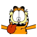 😛 Garfield cartoon, kat, Garfield, grappig, humor, oranje telegram sticker