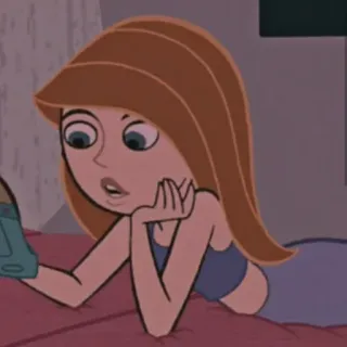 😯 Kim Possible การ์ตูน, ผู้หญิง, วัยรุ่น, แอนิเมชั่น, รายการทีวี, ตัวละคร telegram sticker