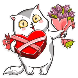 🎁 cat, heart, flowers, love, gift, cute, valentines telegram sticker