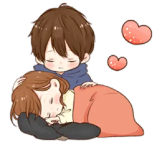 💤 miłość, para, sen, słodkie, serca telegram sticker