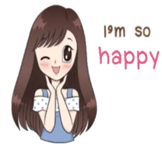 🤗 I'm so happy feliz, chica, anime, lindo, dibujos animados, alegre whatsapp sticker