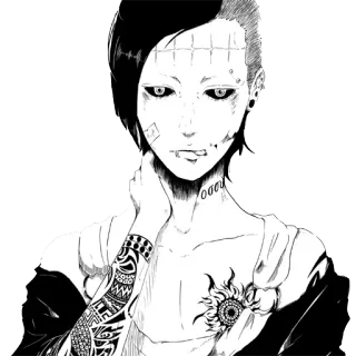 😐 Uta Tokyo Ghoul uta, tokyo ghoul, anime, manga, piercings, tattoos telegram sticker
