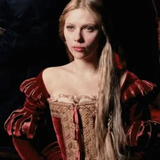 💫 scarlett johansson, renaissance, portrait, robe, blonde, femme, actrice telegram sticker