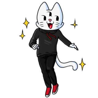 🥳 cat, hoodie, cartoon, character, cute, anime telegram sticker