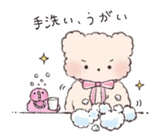 🦴 手洗い、うがい lavage des mains, gargarisme, hygiène, mignon, dessin animé, santé, prévention whatsapp sticker