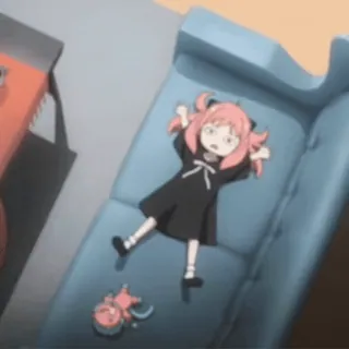 π Anya Spy x Family Kartun, Anime, Imut, Spy x Family, Anya, Santai, Sofa, Berbaring whatsapp sticker