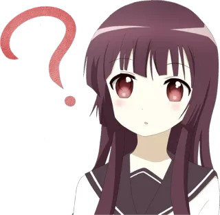 ❓ Garota anime, Ponto de interrogação, Pensando, Desenho animado, Confusão, Uniforme escolar telegram sticker