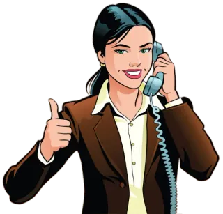 👍 femme, téléphone, bureau, affaires, communication, pouce levé telegram sticker