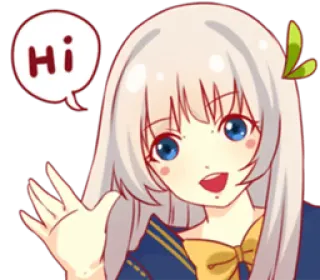 👋 Hi アニメ, 女の子, 手を振る, 挨拶, 漫画 telegram sticker