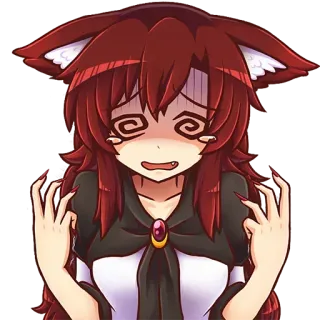 😵‍💫 Anime, Manga, Vosmeisje, Angstig, Nerveus, Rood haar, Bezorgd telegram sticker