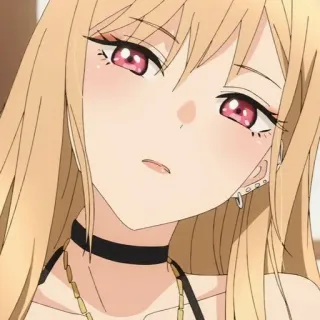 👒 Marin Kitagawa My Dress-Up Darling アニメ, 女の子, 金髪, イヤリング, ネックレス, 喜多川海夢, その着せ替え人形は恋をする telegram sticker