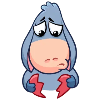 💔 Eeyore Winnie the Pooh грустный, мультфильм, Иа, разочарованный, разбитое сердце, одинокий telegram sticker