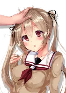 😊 garota anime, desenho animado, carinho na cabeça, fofo, ilustração telegram sticker