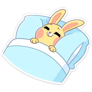 ☺️ Hase, Schlaf, Kissen, süß, Tier, Cartoon telegram sticker