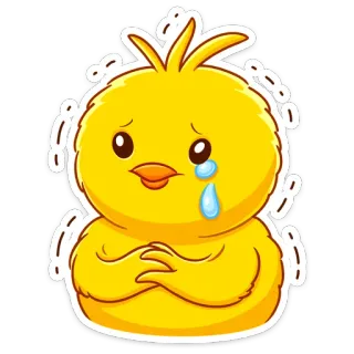 😢 kurczak, emoji, smutny, płacz, łzy, żółty, kreskówka telegram sticker