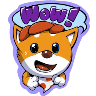 😲 Wow! dog, puppy, cute, animal, cartoon, sticker, wow, expression telegram sticker