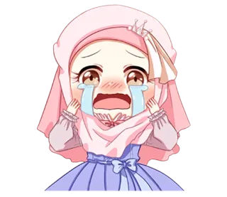 😢 llorando, triste, hiyab, musulmán, chica, lágrimas whatsapp sticker