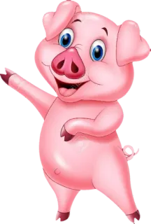 🐷 หมู, สัตว์, การ์ตูน, สีชมพู, น่ารัก telegram sticker