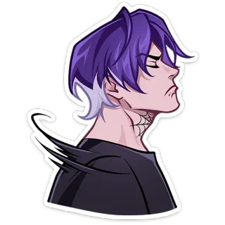 😒 Anime, Sticker, Personaje, Pelo morado, Gótico, Ilustración whatsapp sticker