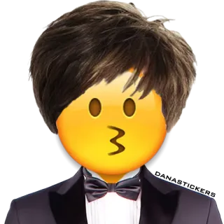 😗 Эмодзи, Смокинг, Поцелуй, Лицо, Волосы, Официальная одежда telegram sticker