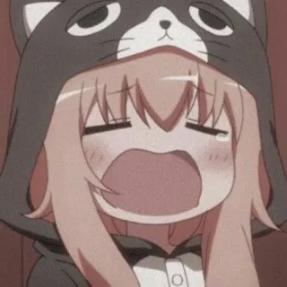 😩 Animé, Kawaii, Mignon, Bâillement, Personnage, Manga, Chat, Capuche telegram sticker