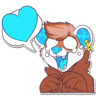 💙 Hi! cute, furry, animal, cartoon, heart, happy telegram sticker